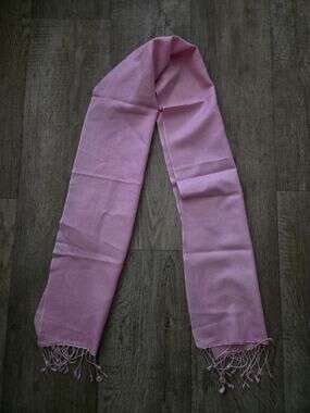 PASHMINA Pink Cashmere Silk Rectangle Scarf Fringe Soft Classic Travel Occasion